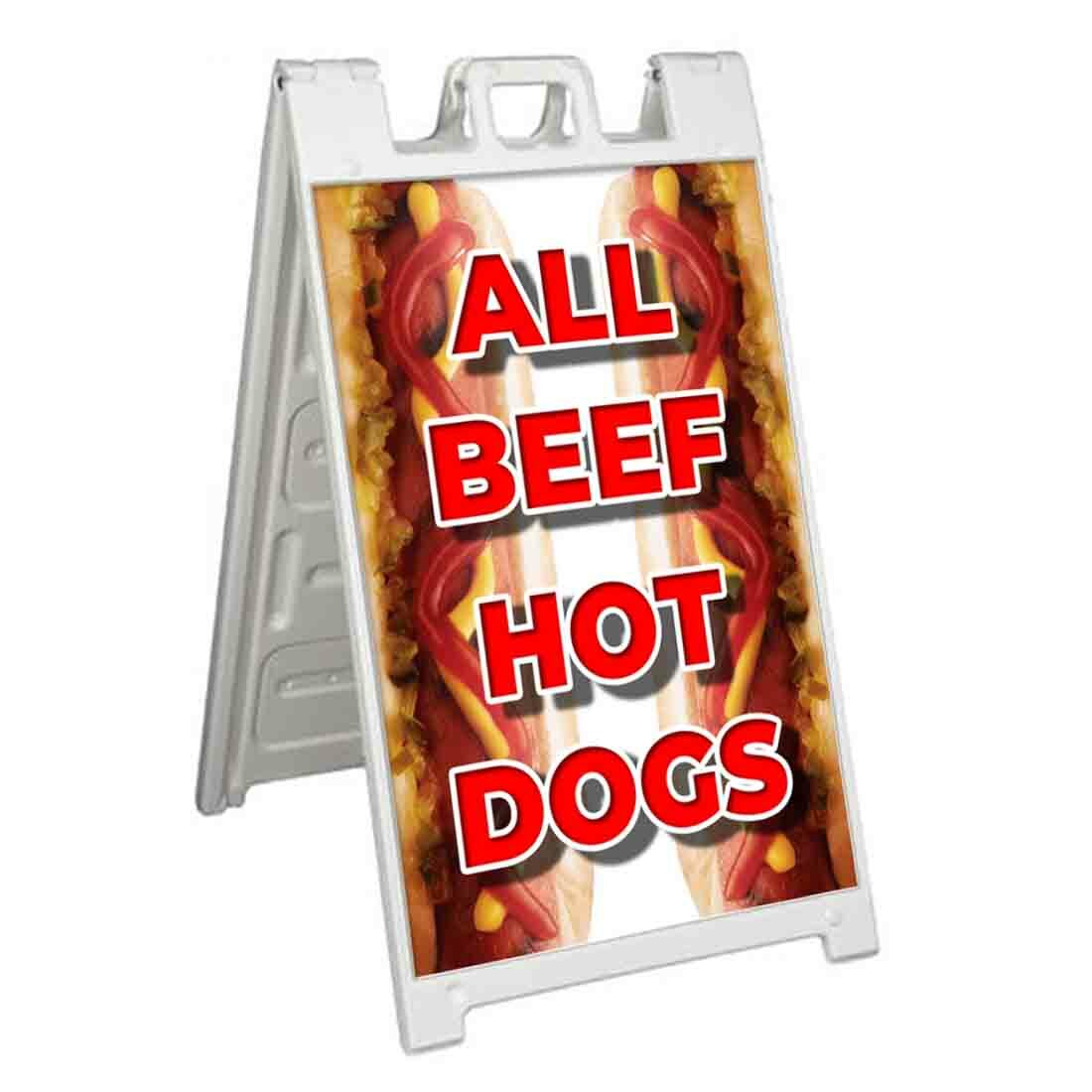 ALL BEEF HOT DOGS Signicade 24×36 A Frame Sidewalk Sign CARNIVAL FAIR FOOD