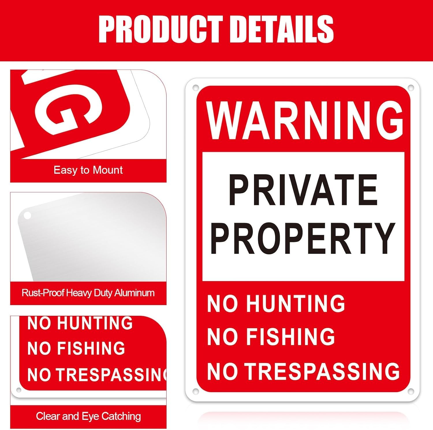 4 Pcs Posted No Trespassing Signs Private Property 10 x 7 Inch Weatherproof No