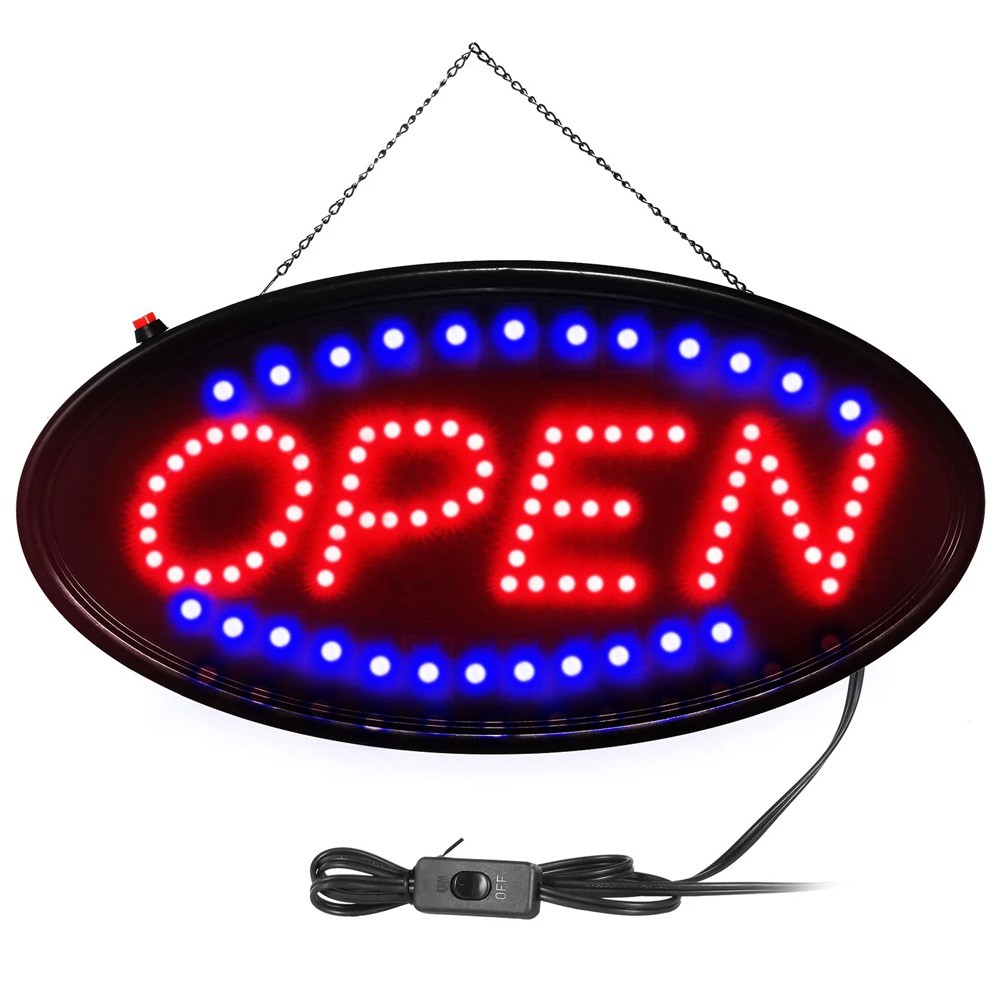 19″X 10″ Large LED Open Sign with Remote Control High Bright Visibility Business