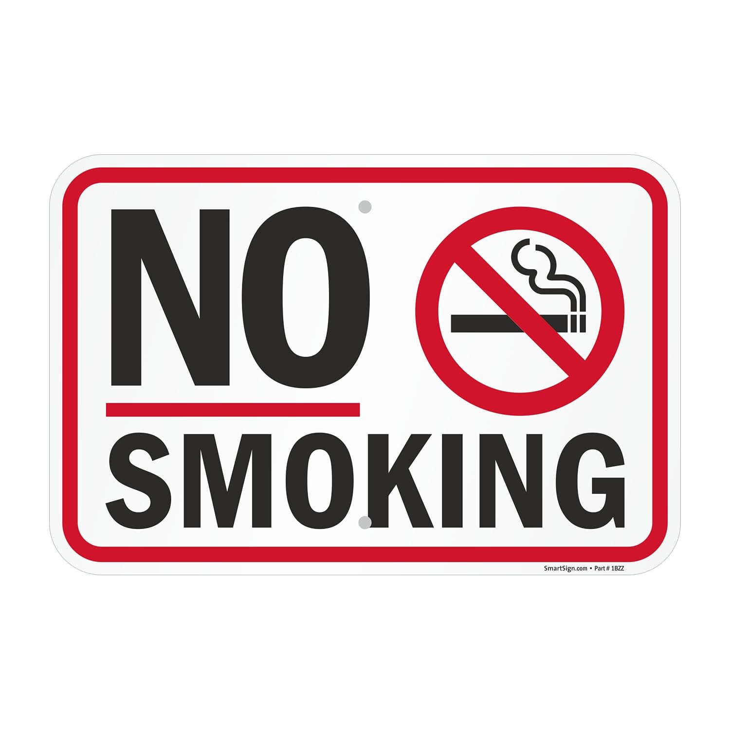SmartSign 12 x 18 inch “No Smoking” Metal Sign with Symbol, Screen Printed, 63 m