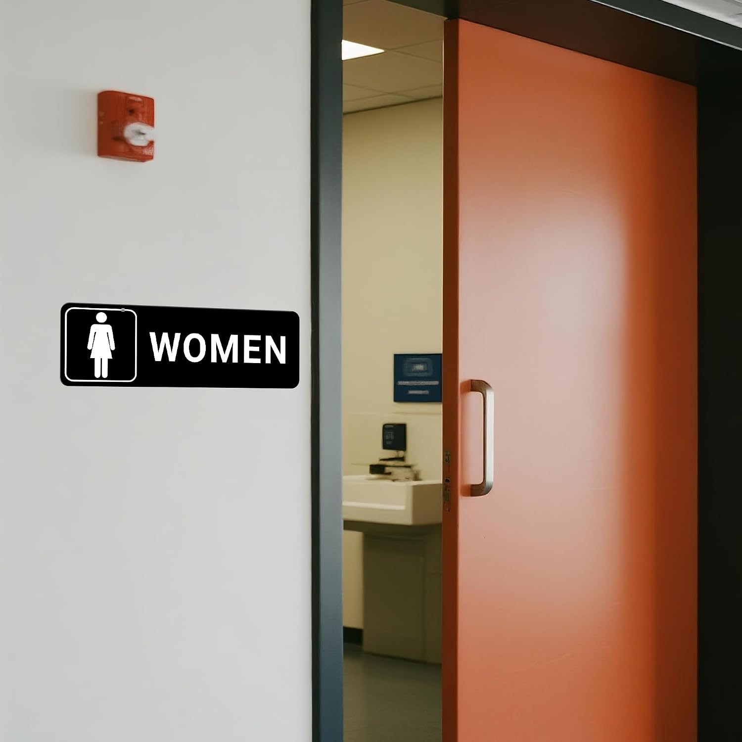 Restroom Sign – (2 Pack) Signs for Business with Strong Self-Adhesive, Bathroom