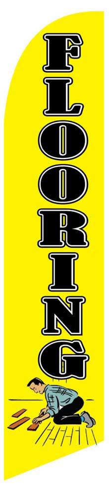 Windless Flooring Yellow w/ Man Swooper Flag Advertising Sign 2.5’ Wide Banner
