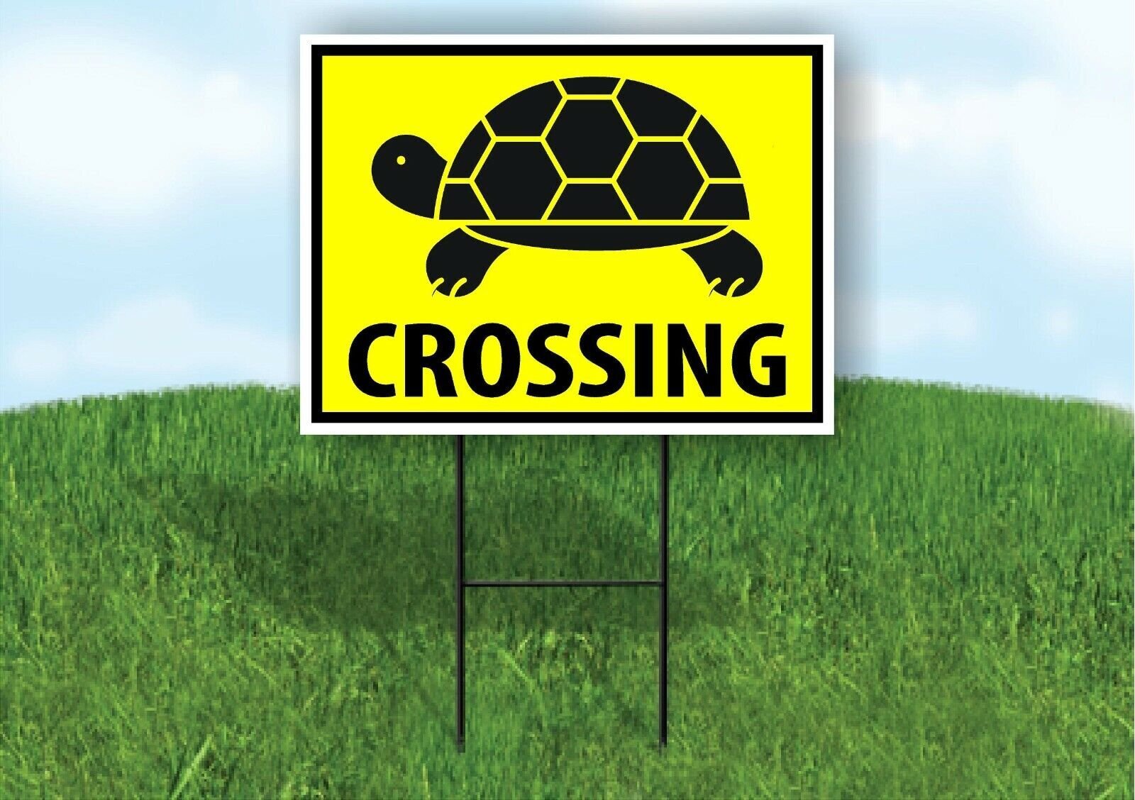 TURTLE CROSSING XING YELLOW Plastic Yard Sign ROAD SIGN with Stand