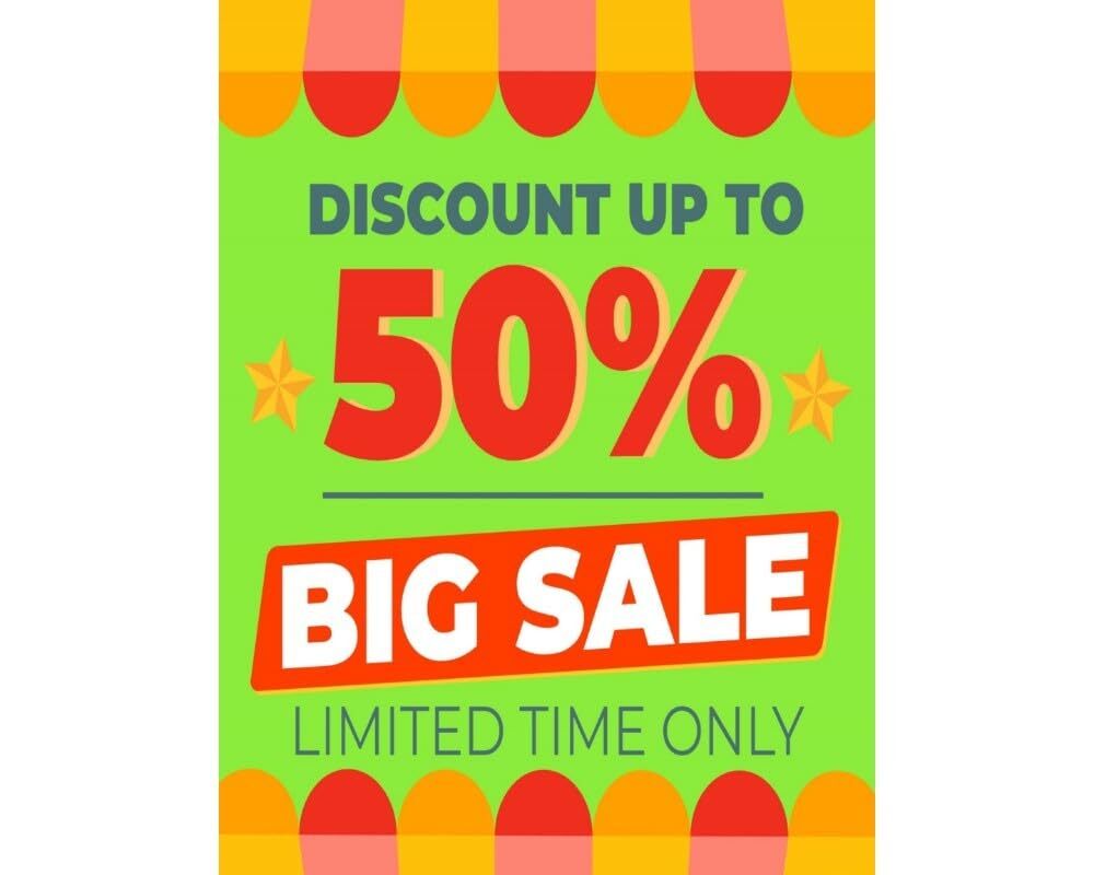 Big Sale Discount Up To | Full Color Window Display Signs | 18″W x 24″H