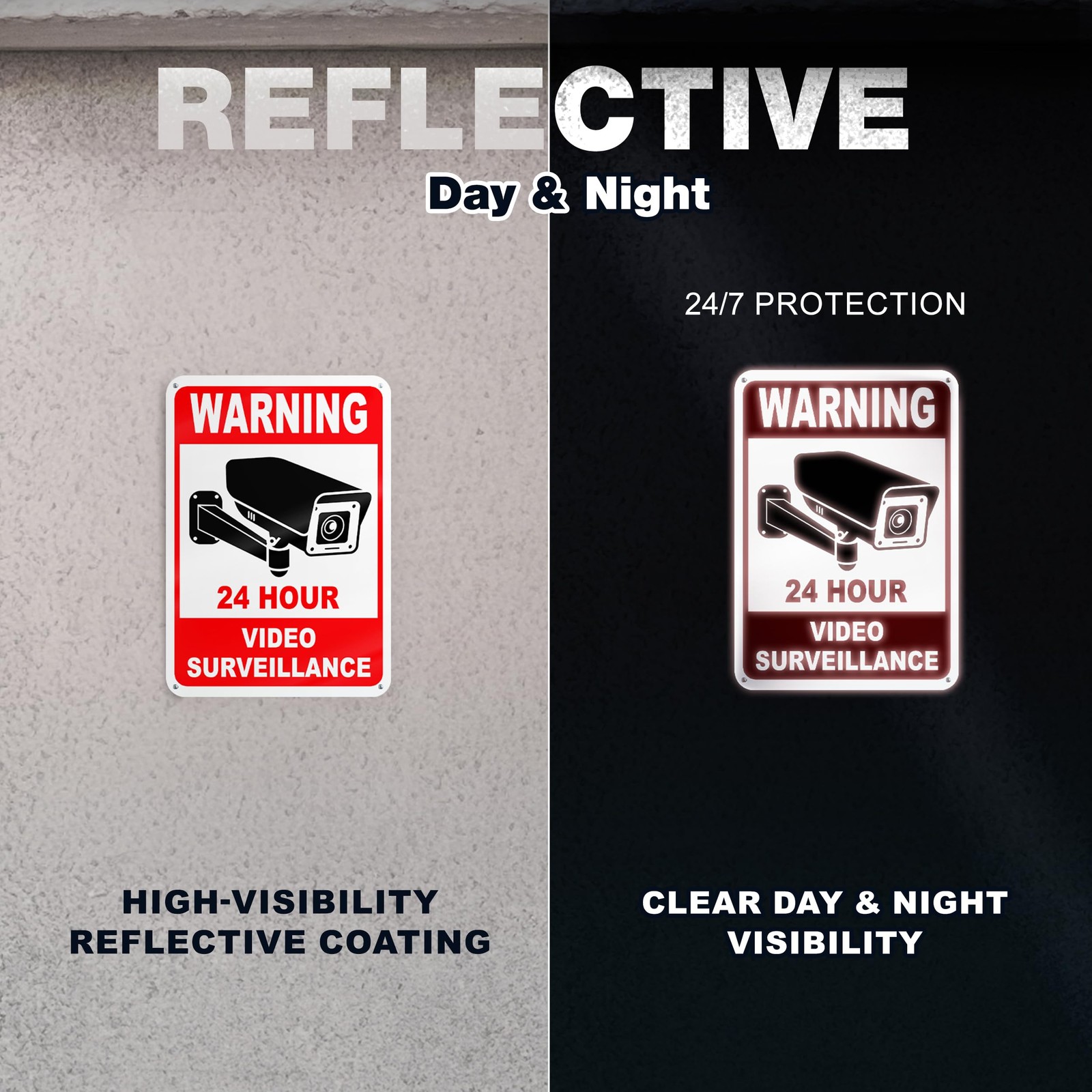 24 Hour Video Surveillance Sign 7×10 Aluminum 2 Reflective Weatherproof Security