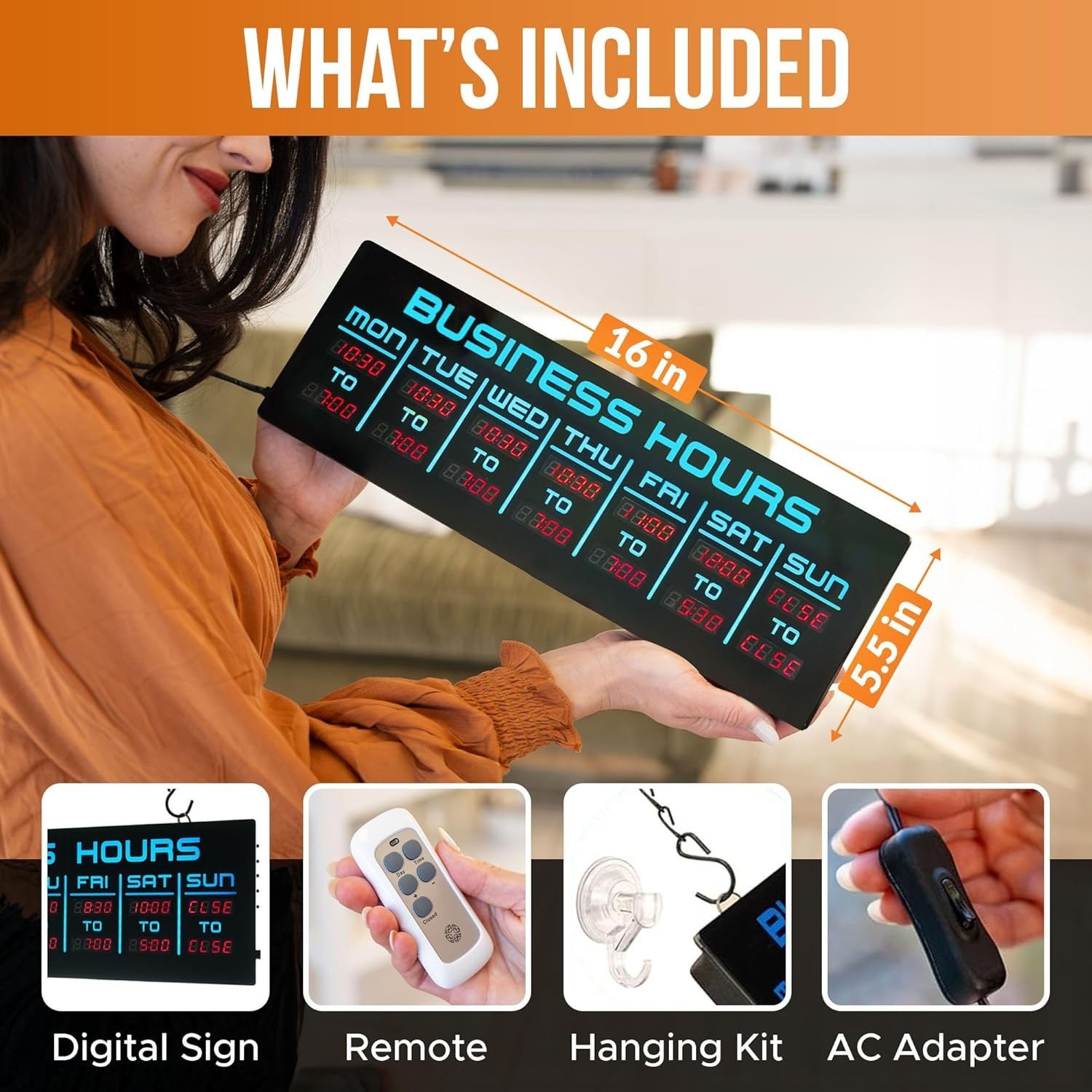 Digital Business Hours Sign by ELEMENT LUX – Electronic Programmable Hours of Op