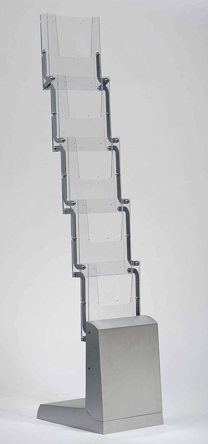 8.5×11.5, Pocket Literature Floor Zig Zag Folding Display Stand, Adjustable