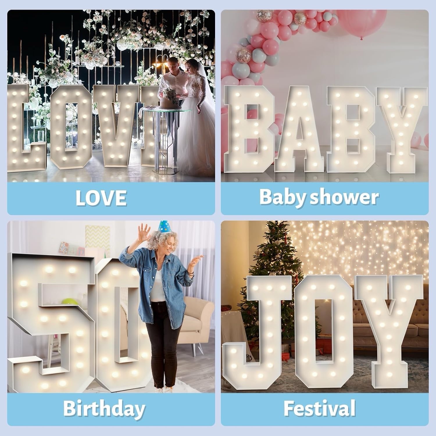 4FT Marquee Letters, Cool Light Marquee Light Up Letters I, Large Letters