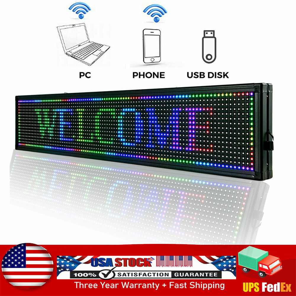LED Sign 40″ X 8″ Scrolling Message Display Board 7 Color Programmable
