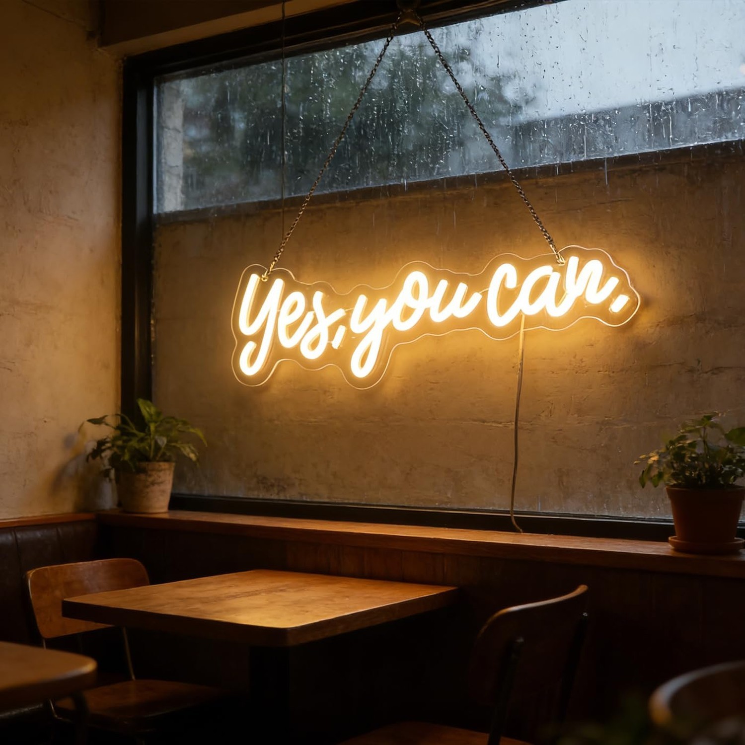 “Yes, You Can” LED Neon Sign Words Light Up Signs for Room Wall Art Decor, In…