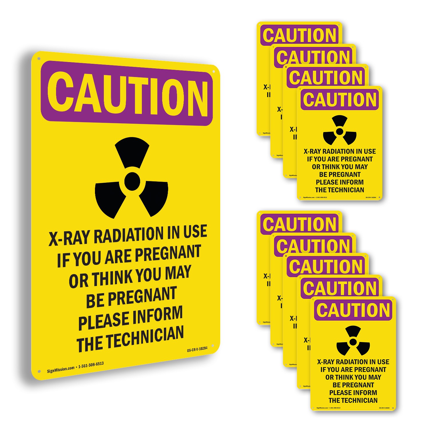 X-Ray Radiation In With Symbol OSHA Caution Radiation Sign, Decal 5 or 10 Pack