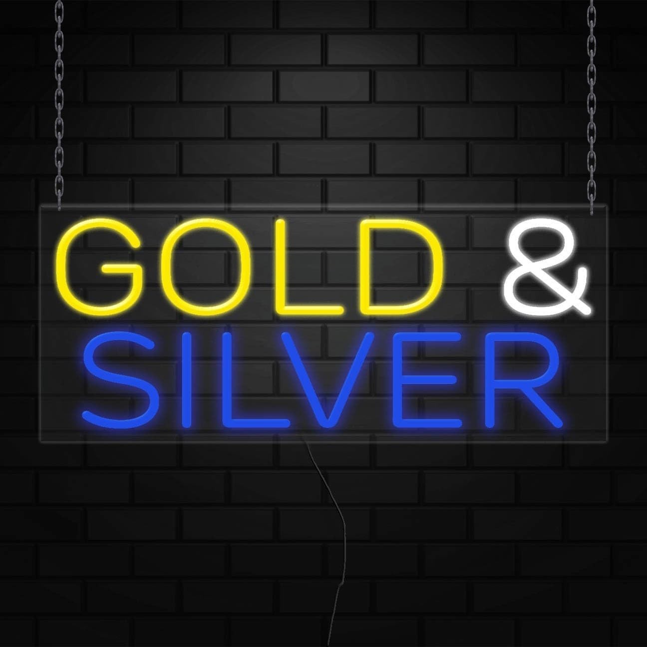Gold & Silver Sign for Business Displays | LED Flex Neon | 32″W x 13″H x 1″D