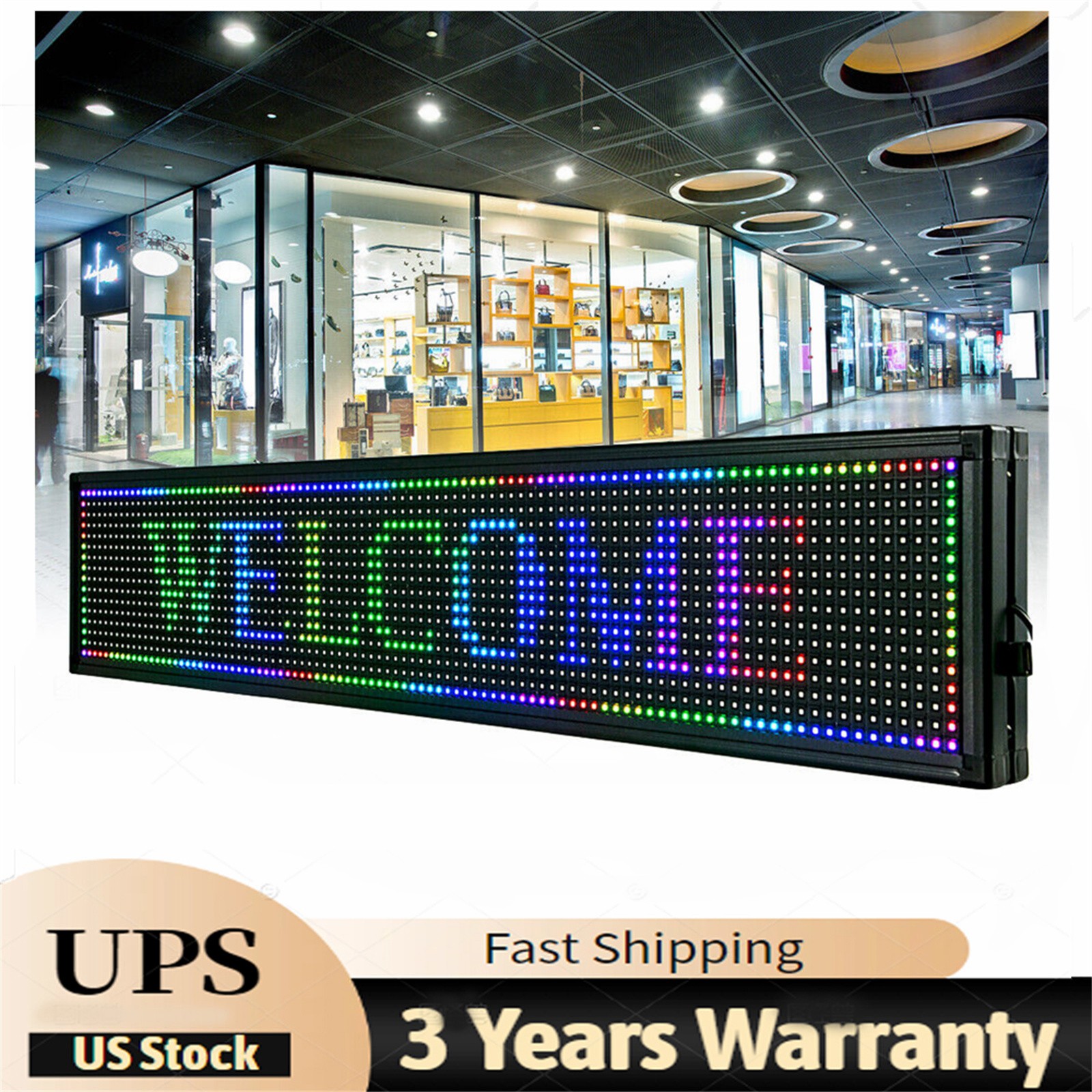 40″ x 8″ Programmable LED Scrolling Sign with Seven Colors for Advertising