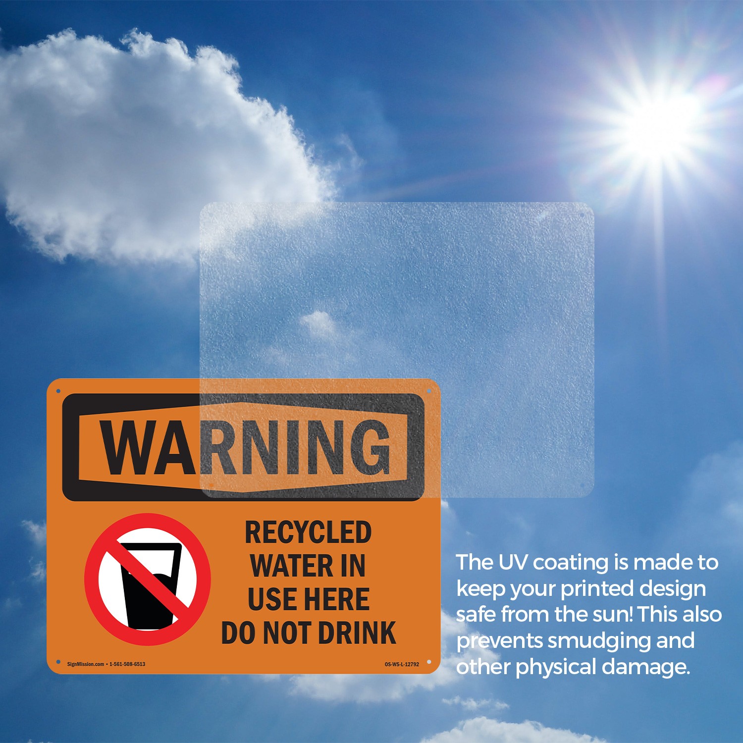 Recycled Water In Use Here Do Not Drink OSHA WARNING Sign, Decal 5 or 10 Pack