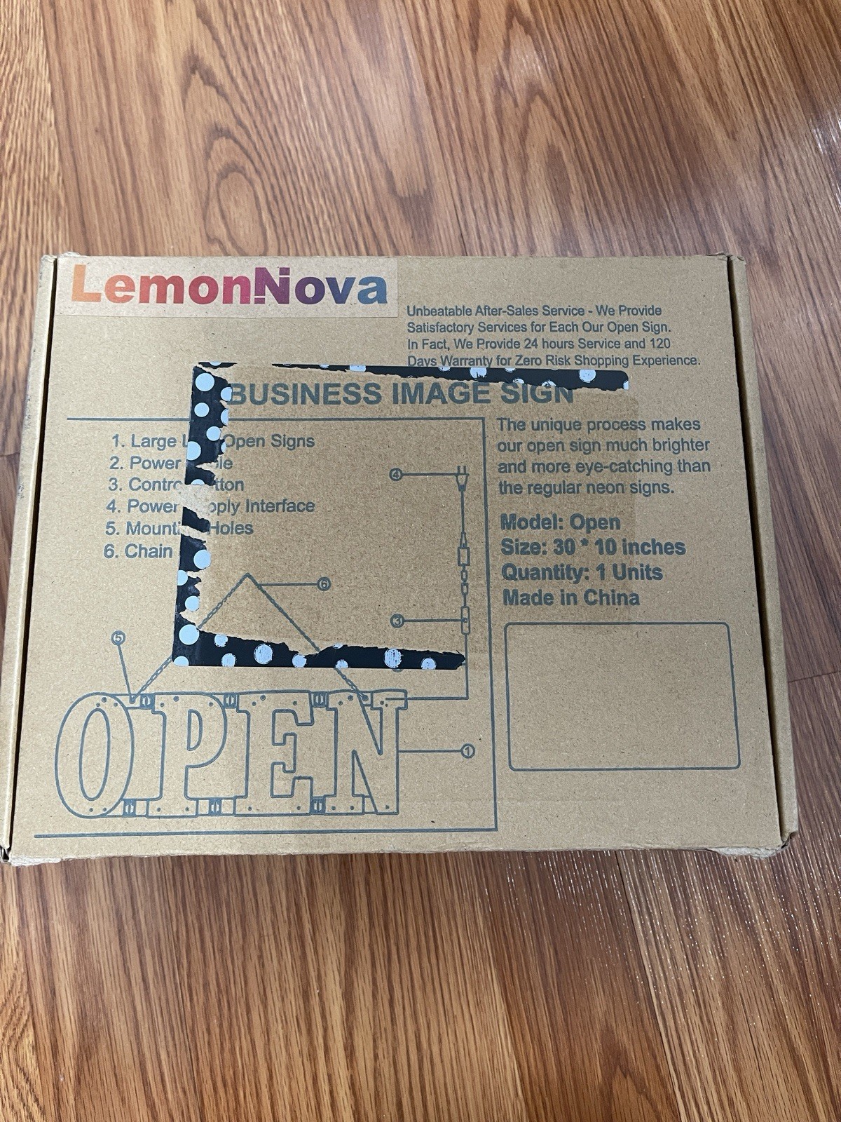 LemonNova LED “OPEN” Hanging Illuminated Sign, White Acrylic, Includes Hardware