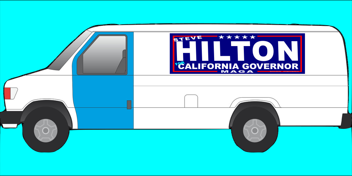 STEVE HILTON CALIFORNIA GOVERNOR – MAGNETIC CAR SIGNS-FREE SHIP-USA MADE dk blu