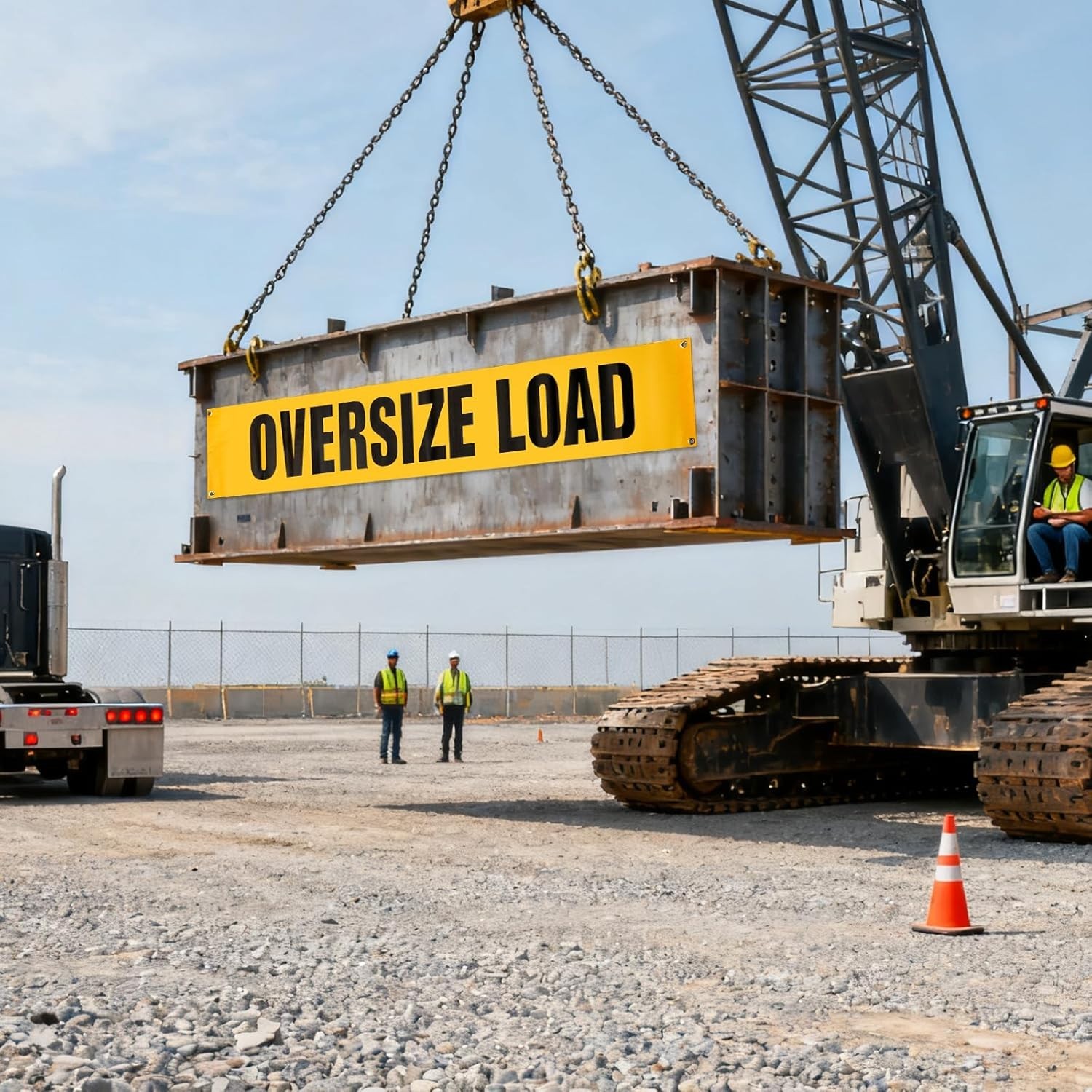 Oversize Load Sign Set for Trucks, 12×60 Inch Safety Mesh Banner, Yellow/Black