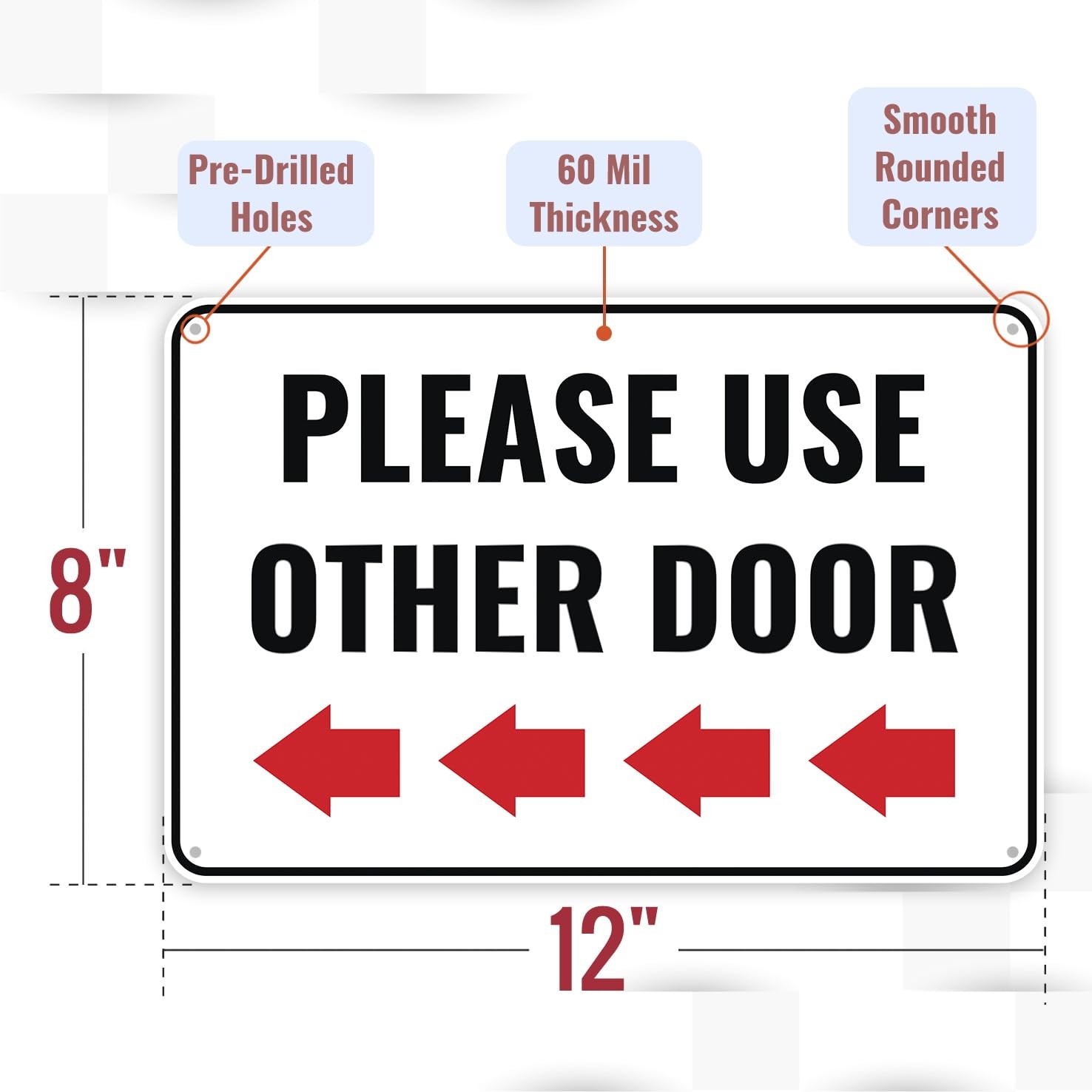 1PC Please Use Other Door Sign Left, 12 x 8 Inches – Aluminum – Other Entranc…