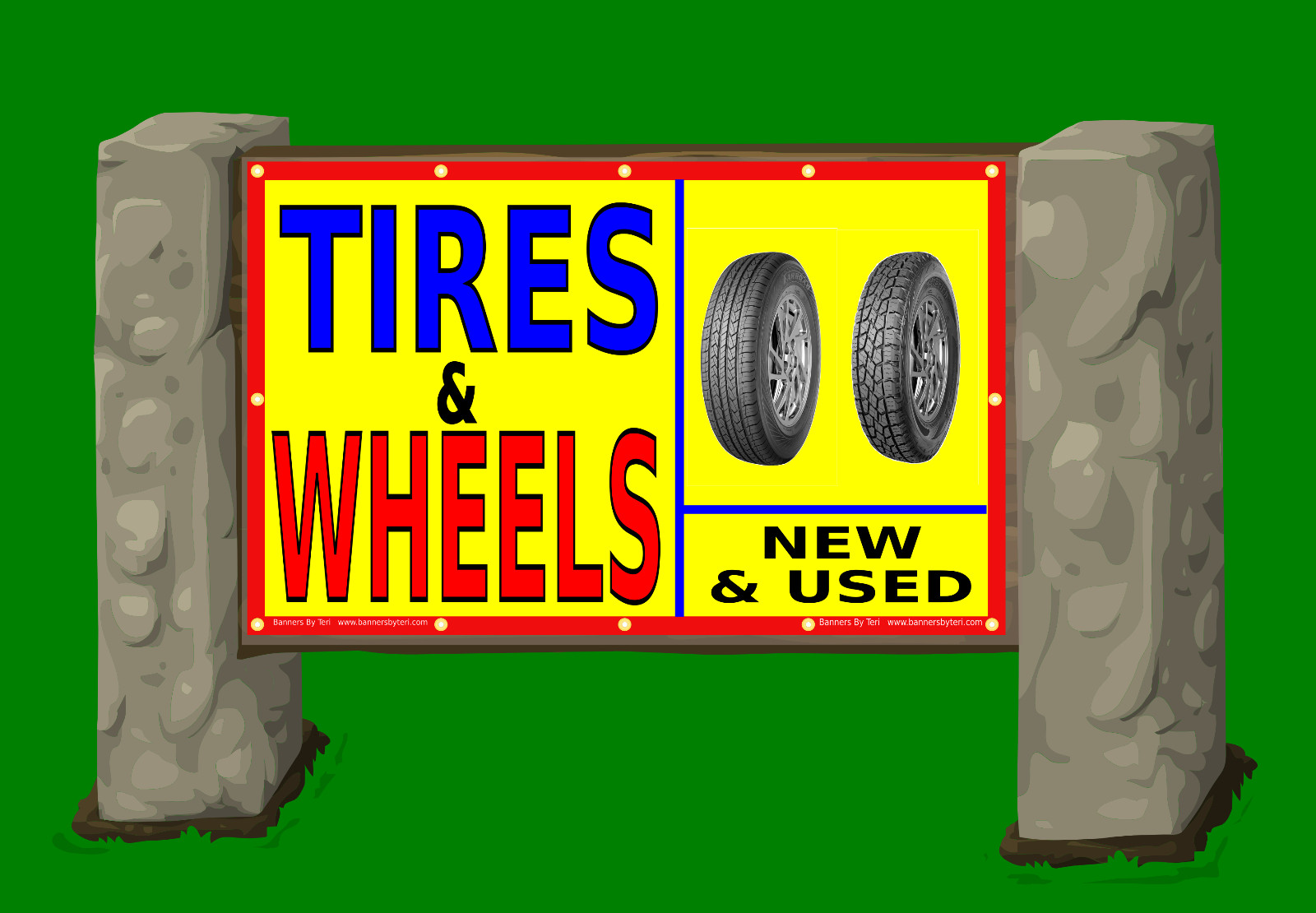 TIRES & WHEELS New & Used – Vinyl Banner Signs -Fast Shipping -USA MADE -QUALITY