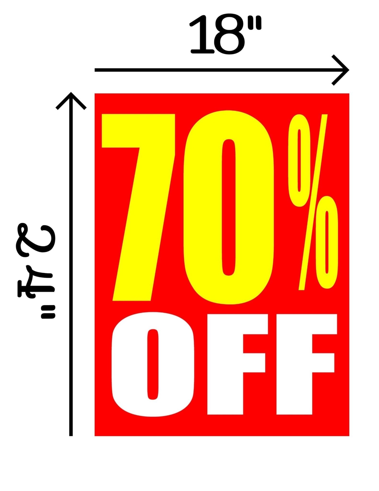 70 percent Off | Retail Window Display Sign | 18″W x 24″H