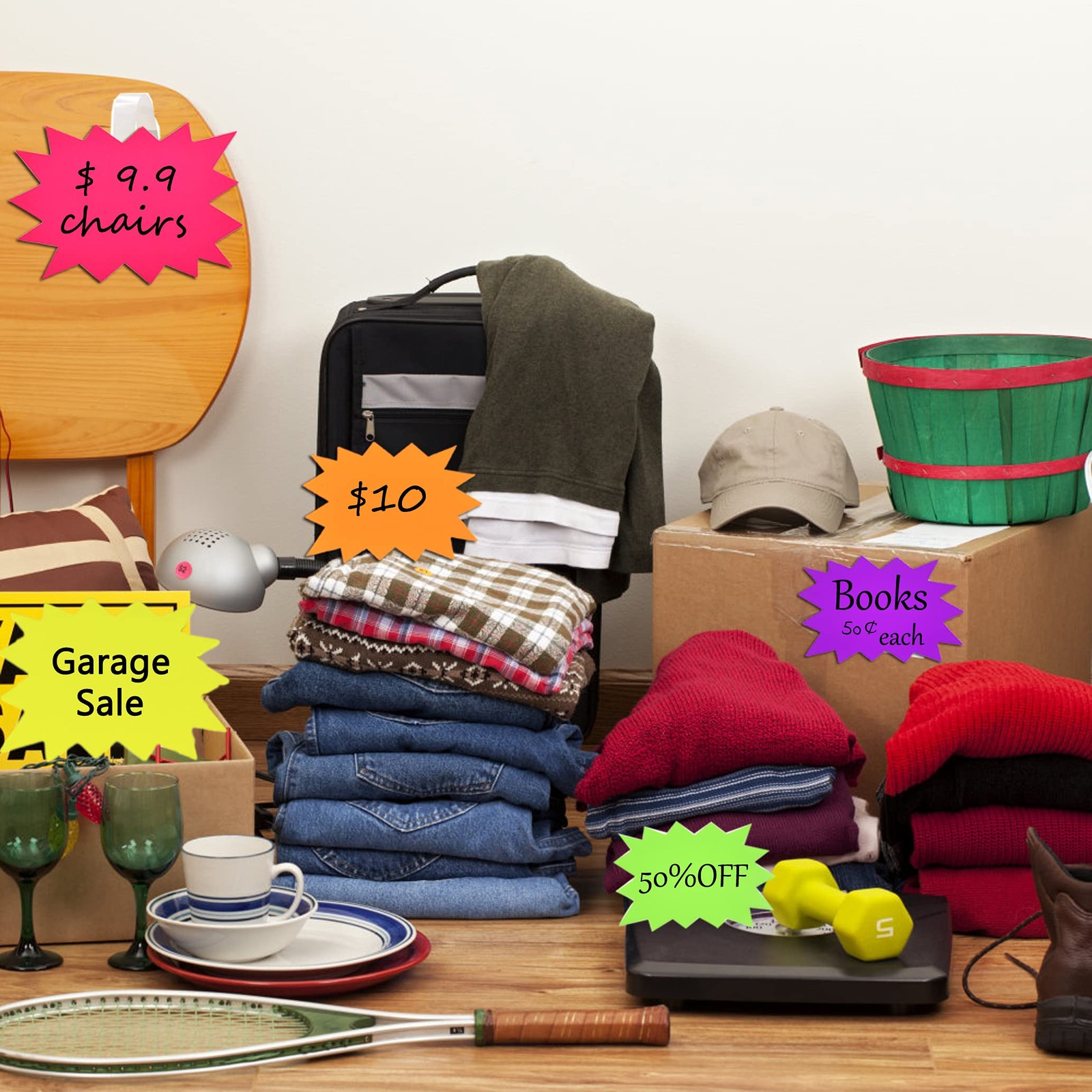 Burst Star Cutouts Signs for Retail,Garage,Yard Sale Supplies Price Tags