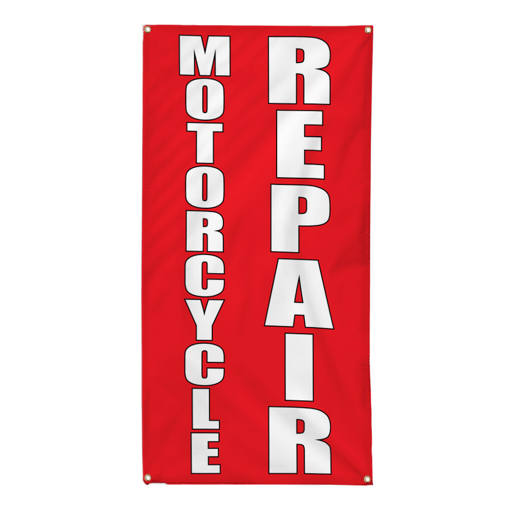 Vertical Vinyl Banner Multiple Sizes Motorcycle Repair B Restaurant and Food
