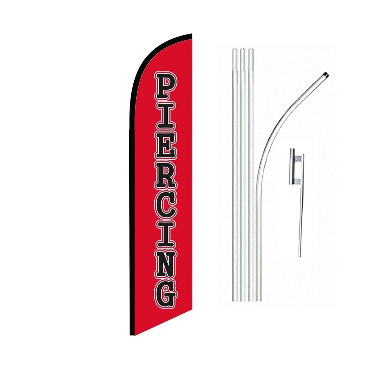 Piercing Red Swooper Flutter Feather Flag | 3ft W x 11.5ft Tall