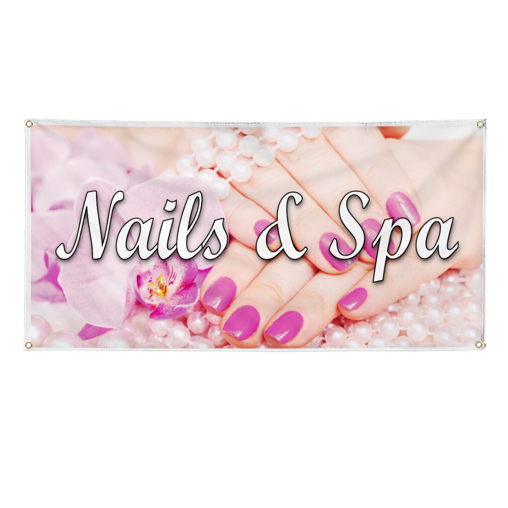 Vinyl Banner Multiple Sizes Nails& Spa Business B Business Salon & Spa Outdoor