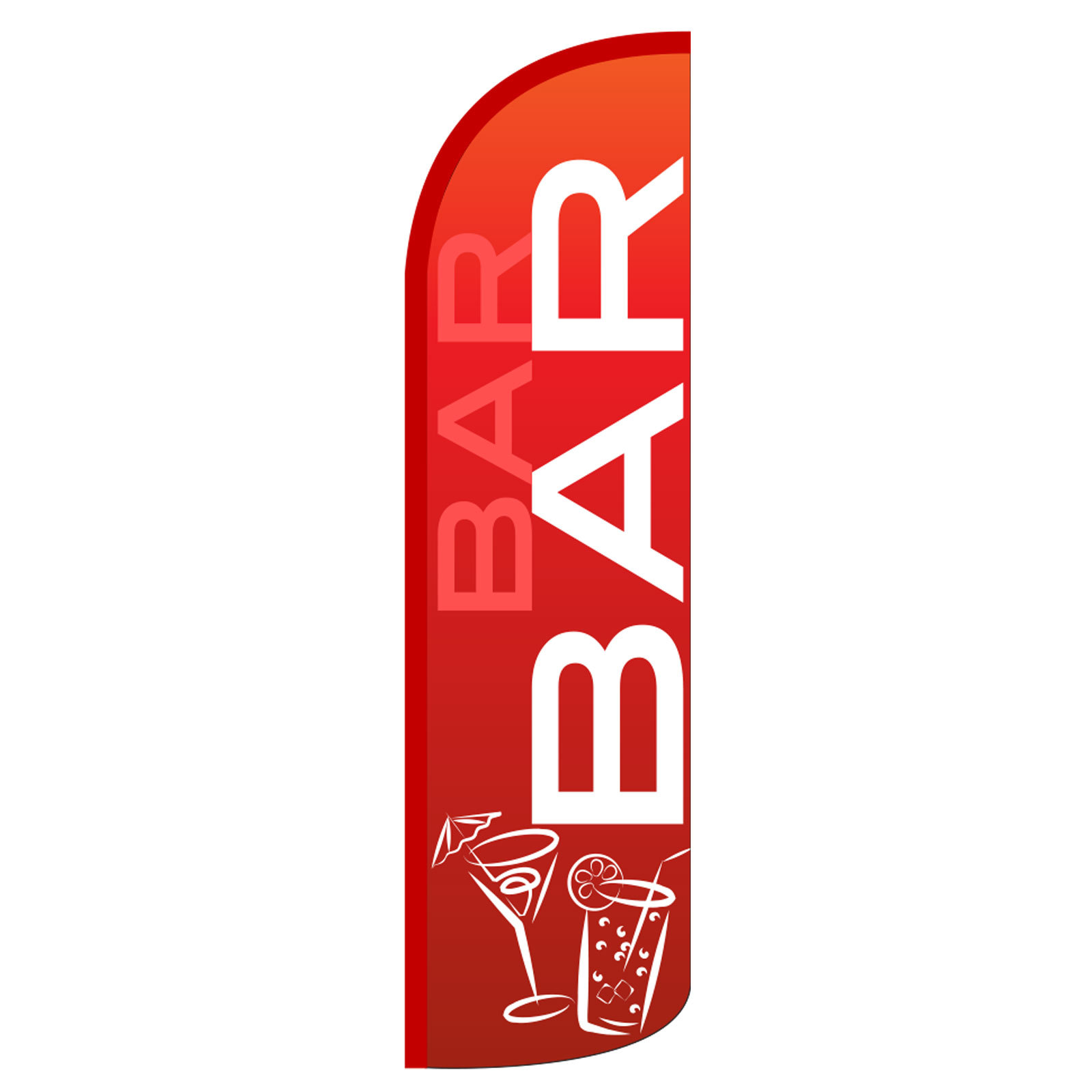 Bar Red Windless Advertising Sign Feather Flag Only Banner 30% Wider