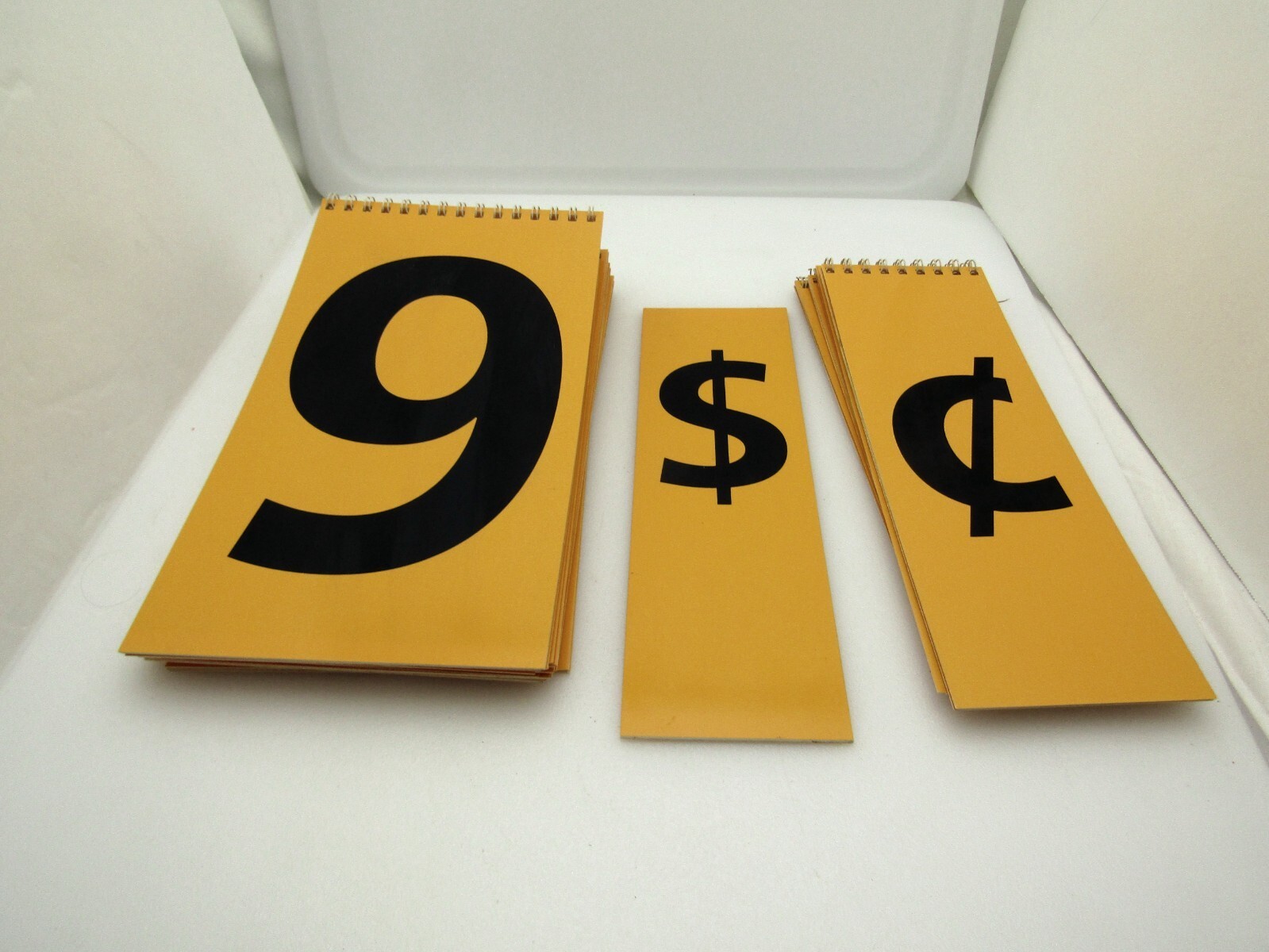 12 Yellow Retail Signage Spiral Black Number Pads Pricing Display + Bonus