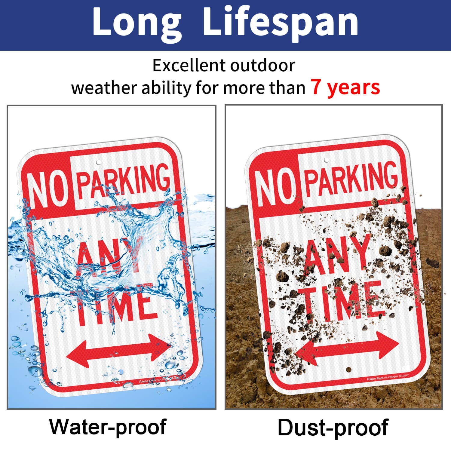 No Parking Anytime Sign with Arrows, No Parking Sign, 18 x 12 Inches Engineer…