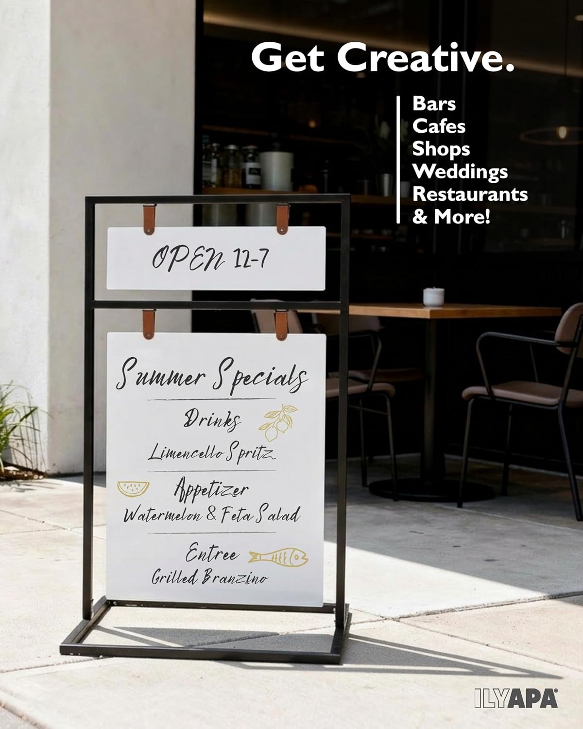Ilyapa Double-Sided Metal Swinging Sidewalk Sign 24″ x 42″ Magnetic Board