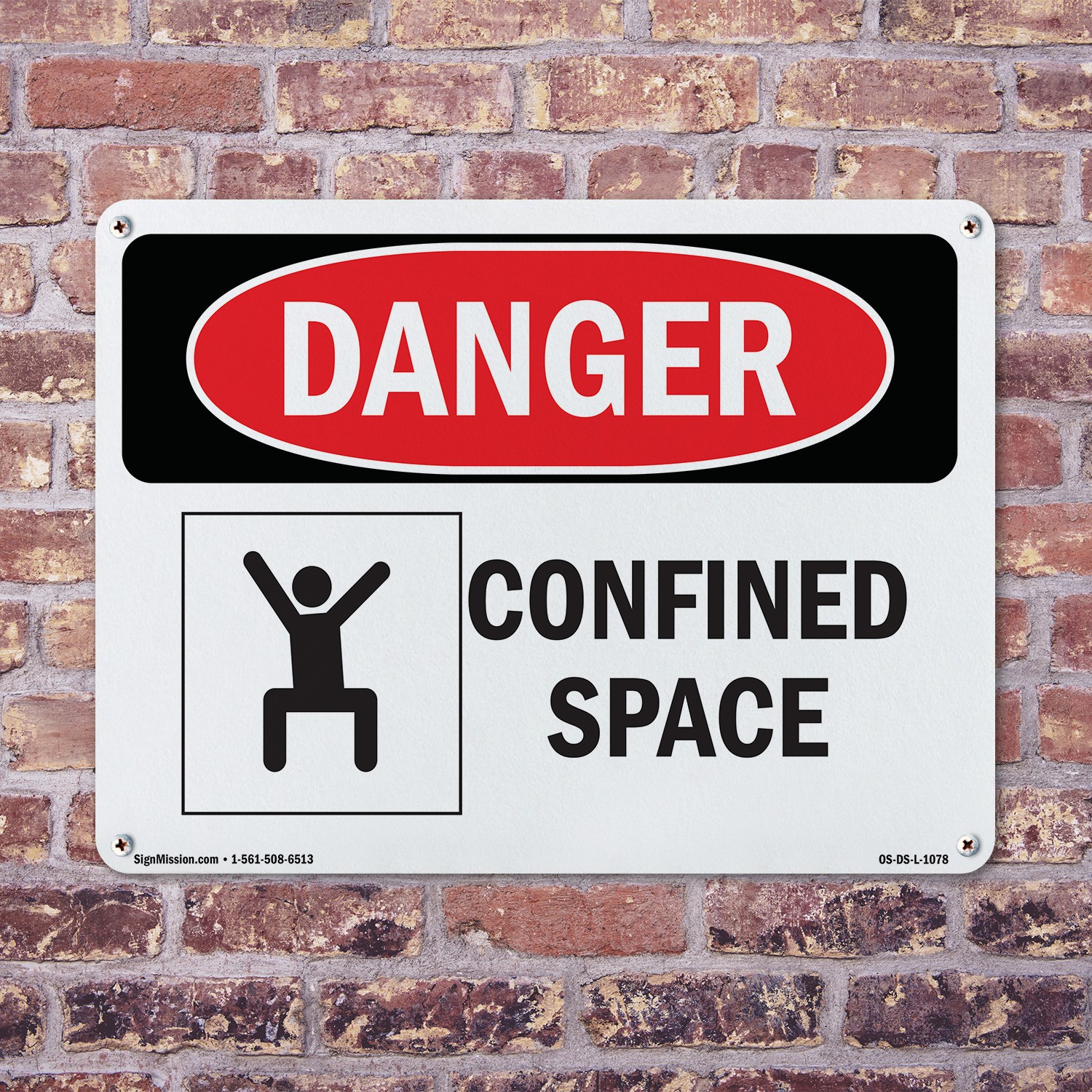 Confined Space OSHA Danger Sign Metal, Plastic, Or Decal – 5 or 10 Pack