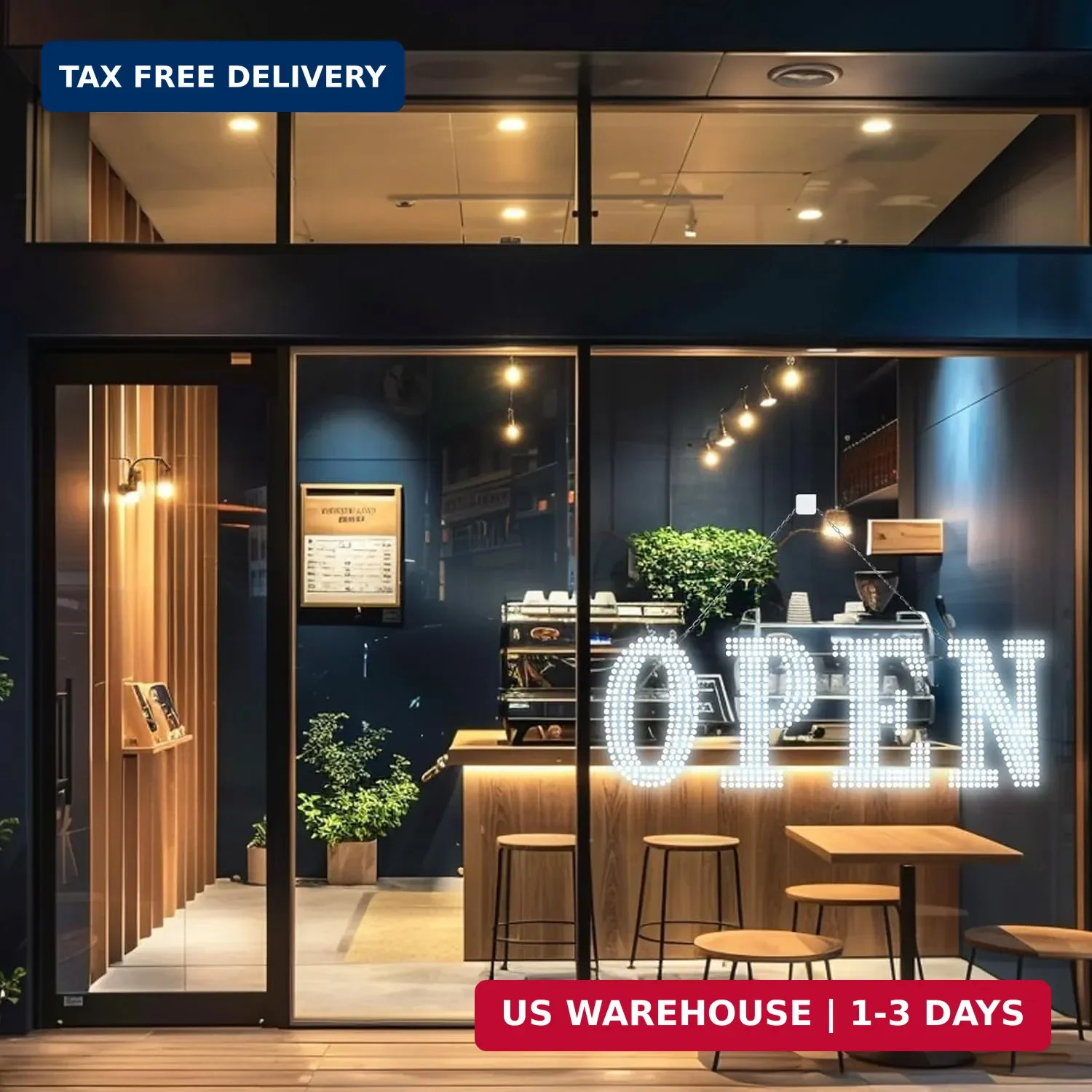LED Open Signs for Business, 30” x 10″ Large Bright Flashing Open Sign with Rem