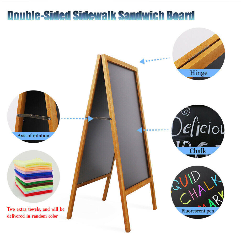 Heavy Rustic Large Wood A-Frame Magnetic LED Chalkboard Blackboard Wedding Cafe
