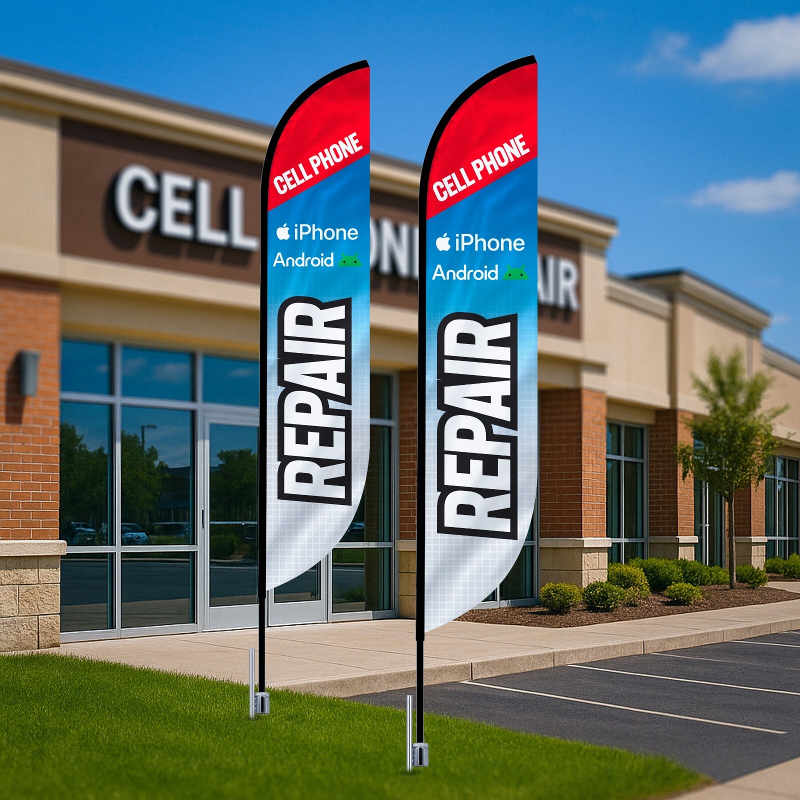 Cell Phone Repair iPhone Android Swooper Flutter Feather Advertising Flag Pole