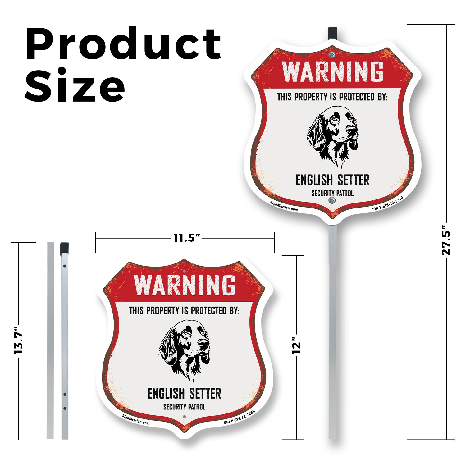 Warning Property Protected by English Setter Made in the Shield Sign With Stake