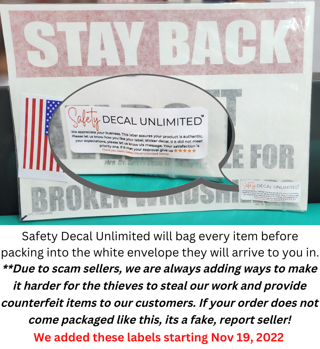 NOTICE PHOTO IDENTIFICATION REQUIRED LABEL RETAIL STORE WINDOW STICKER DECAL