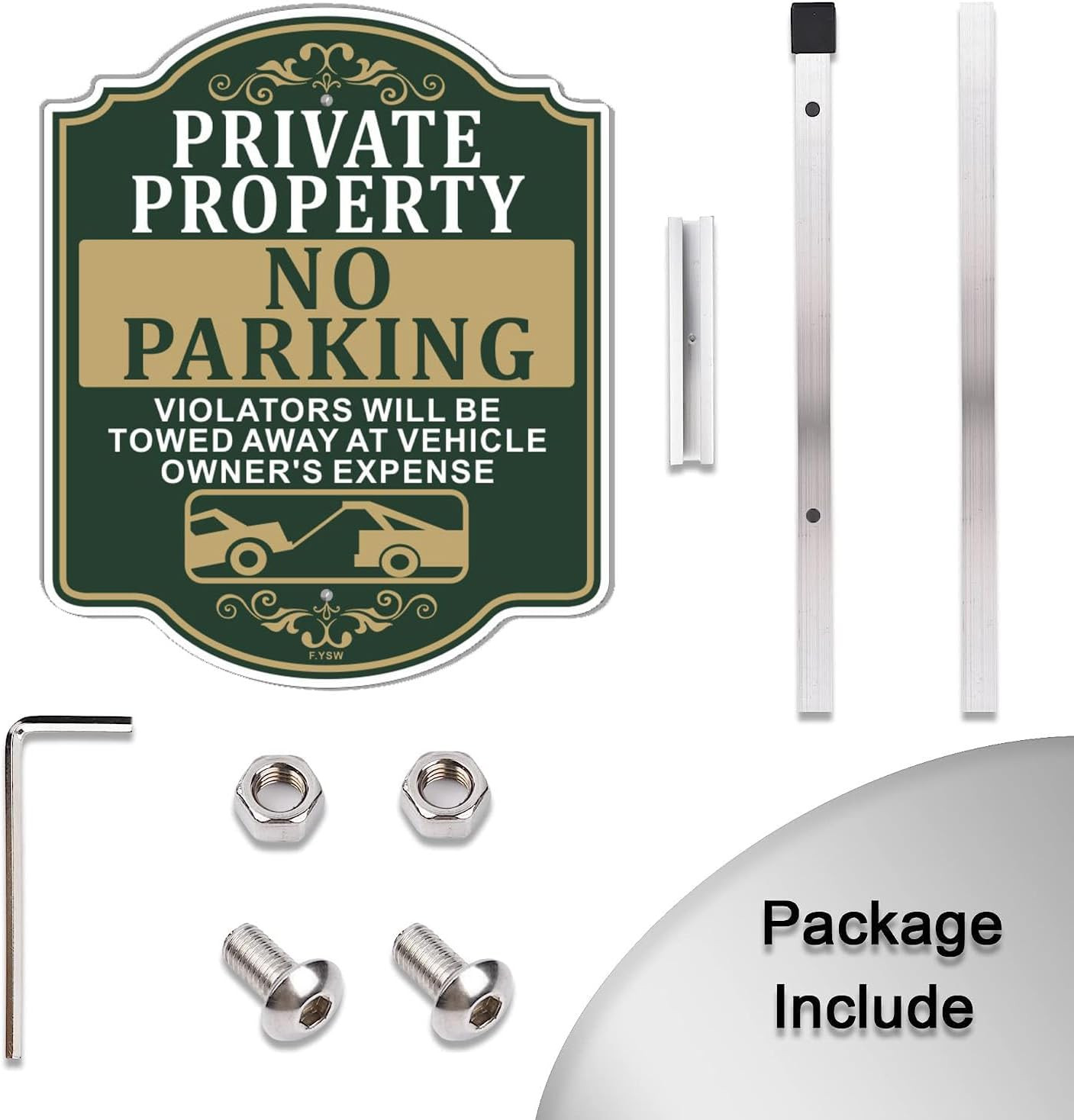 Private Property No Parking Sign with Metal Stakes for Outdoor Use 12″ x 10