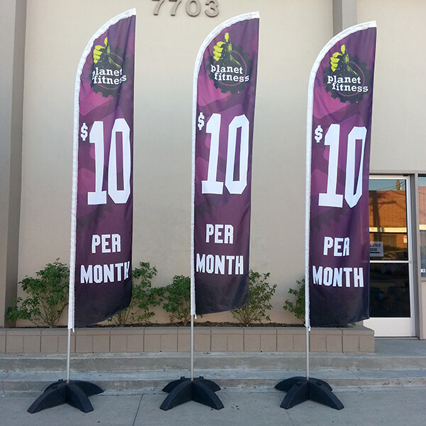 15ft Custom Single Sided Swooper Advertising Flag Feather Banner + Pole + Spike