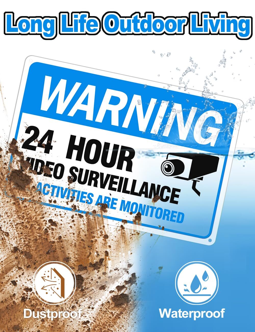 Video Surveillance Sign, 4-Pack 12″ x 8″ Security Camera Sign, Reflective
