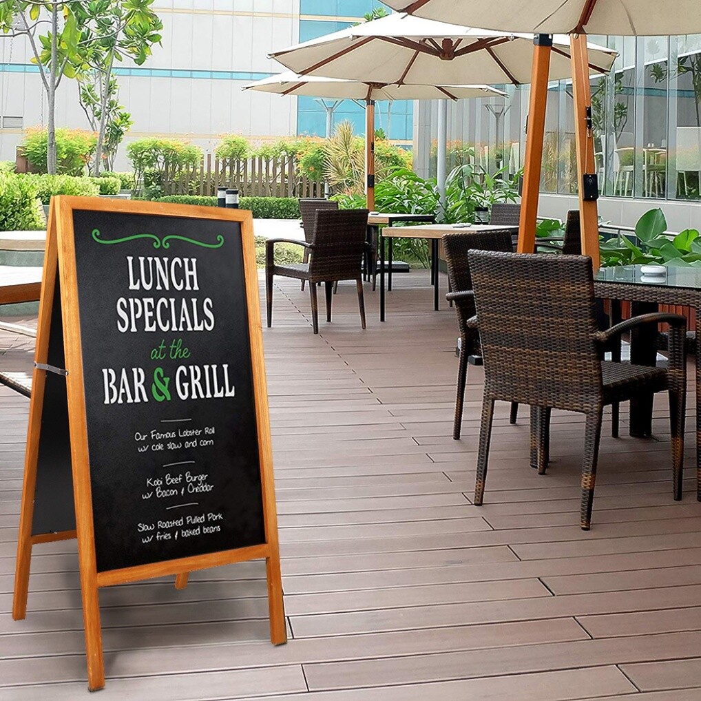 Large Wooden A-Frame Chalkboard Menu Sign Black Board Sidewalk Wedding Signage