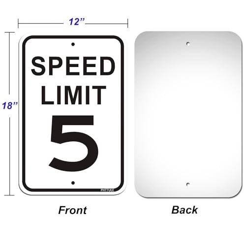 Speed Limit 5 MPH Sign 2 Pack, 12 x 18 inches Slow Down Sign Reflective 40Mil…