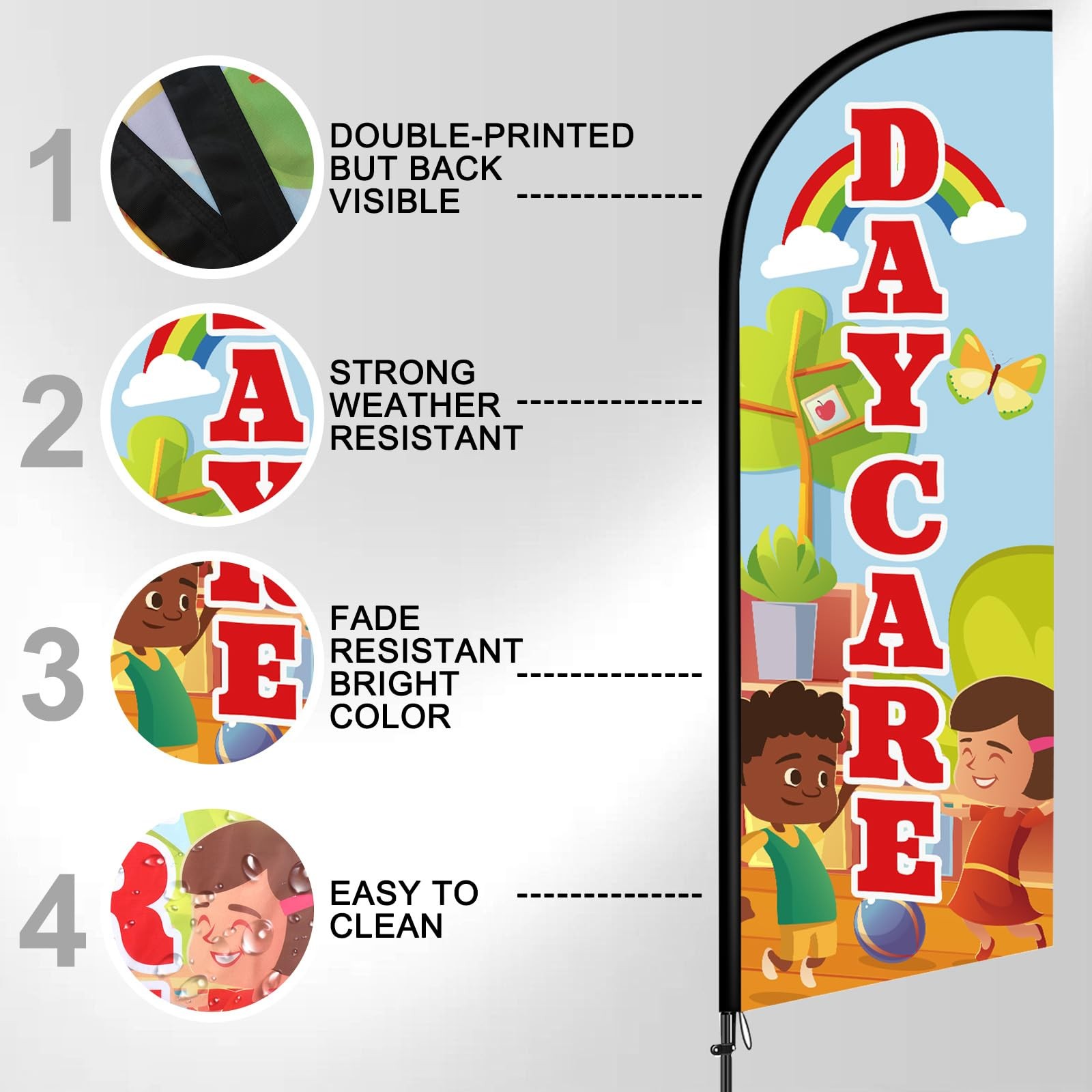 Fanfanwin 2 Set 7 Ft Now Enrolling Day Care Feather Flag Pole Kit And Ground