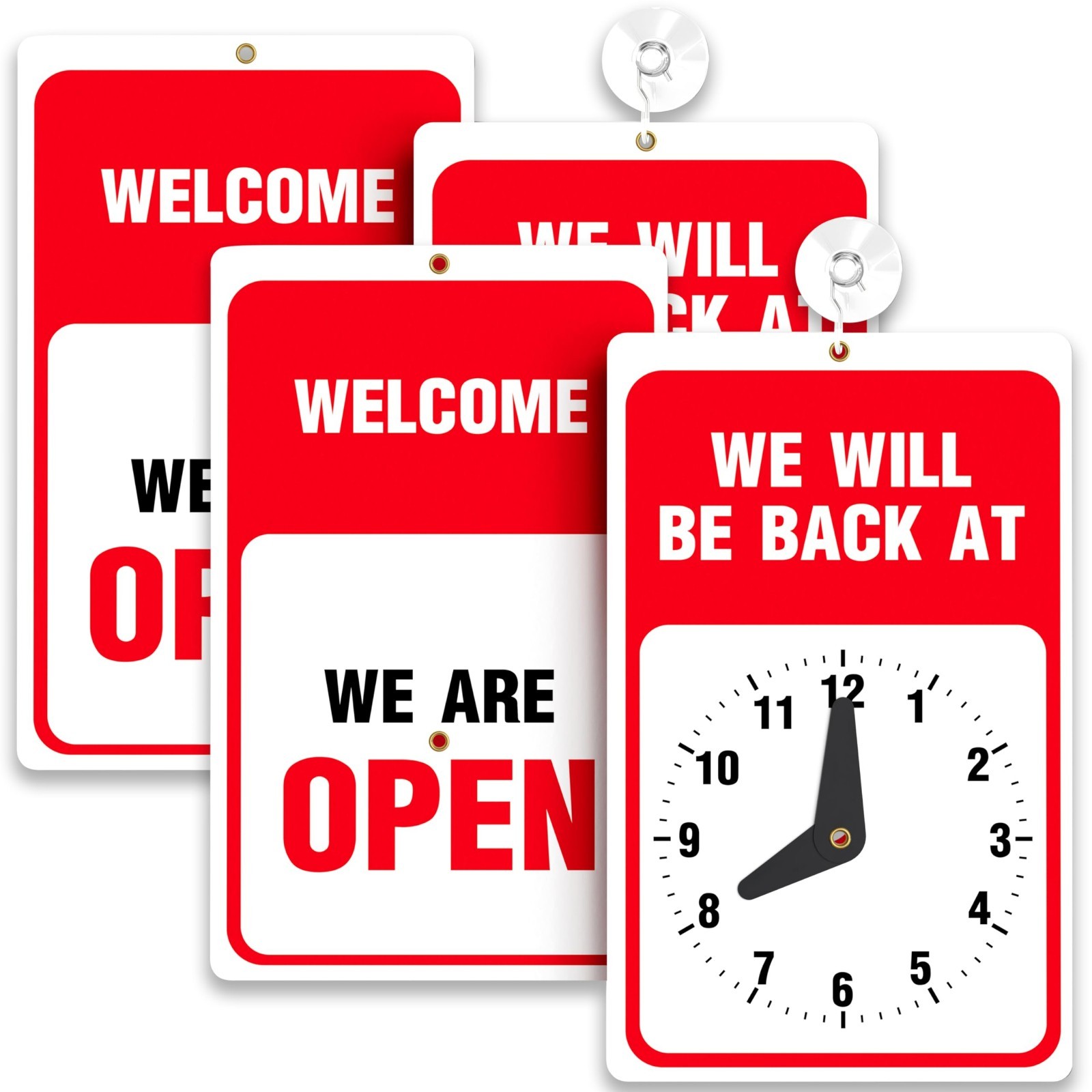 Will Return Sign with Clock – 2 Pack – 9.25×5.75 Inch – Bright Red & White – Suc