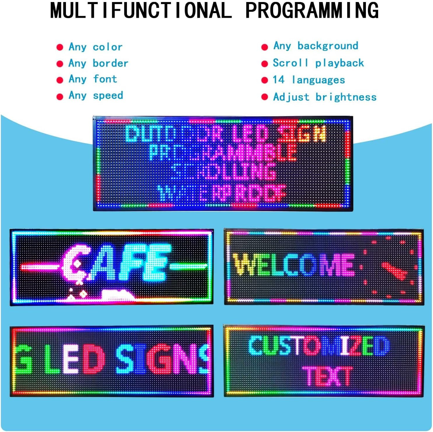 Programmable P10 LED Sign Board – Waterproof Neon Display for Business 39″x14