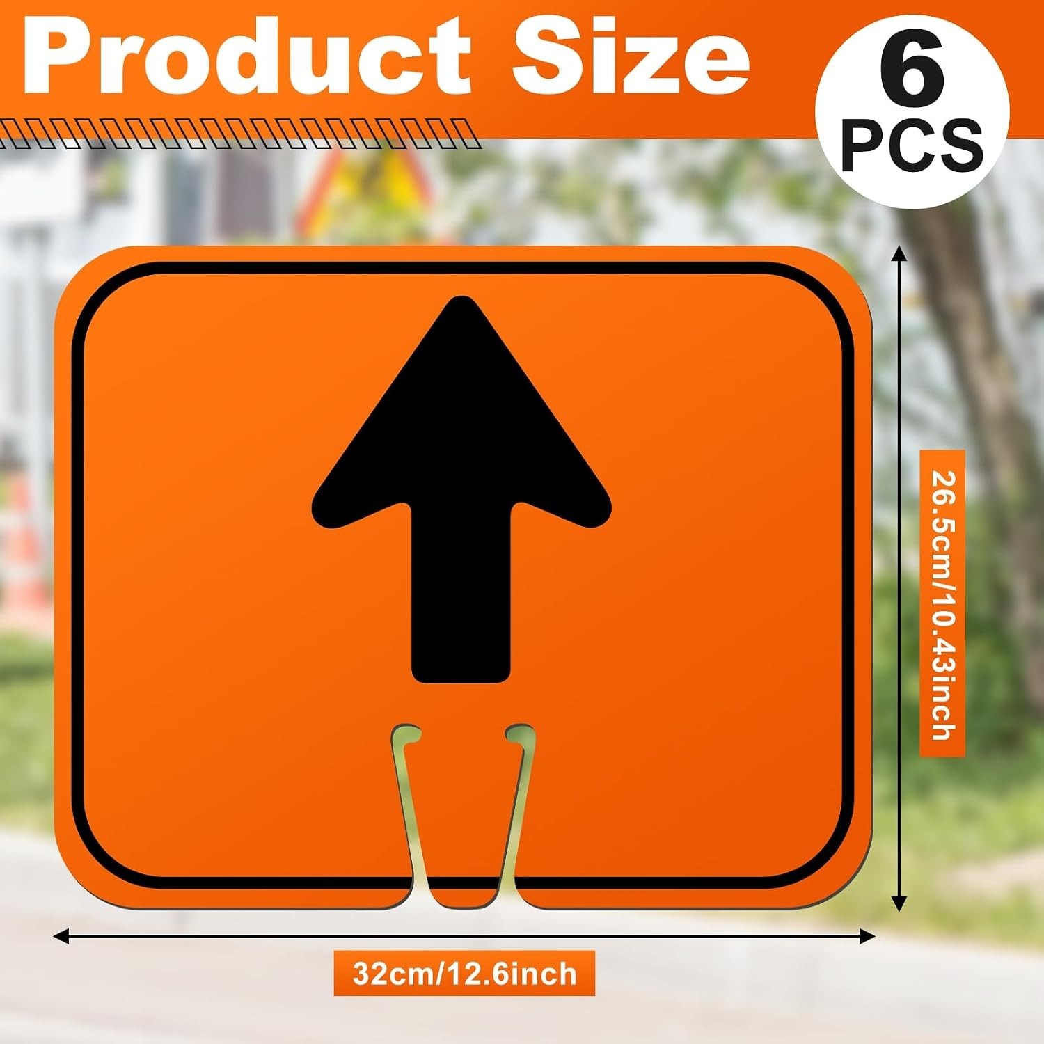 6 Pcs Traffic Arrow Orange Detour Signs, Road Cone Top Directional Left Right…