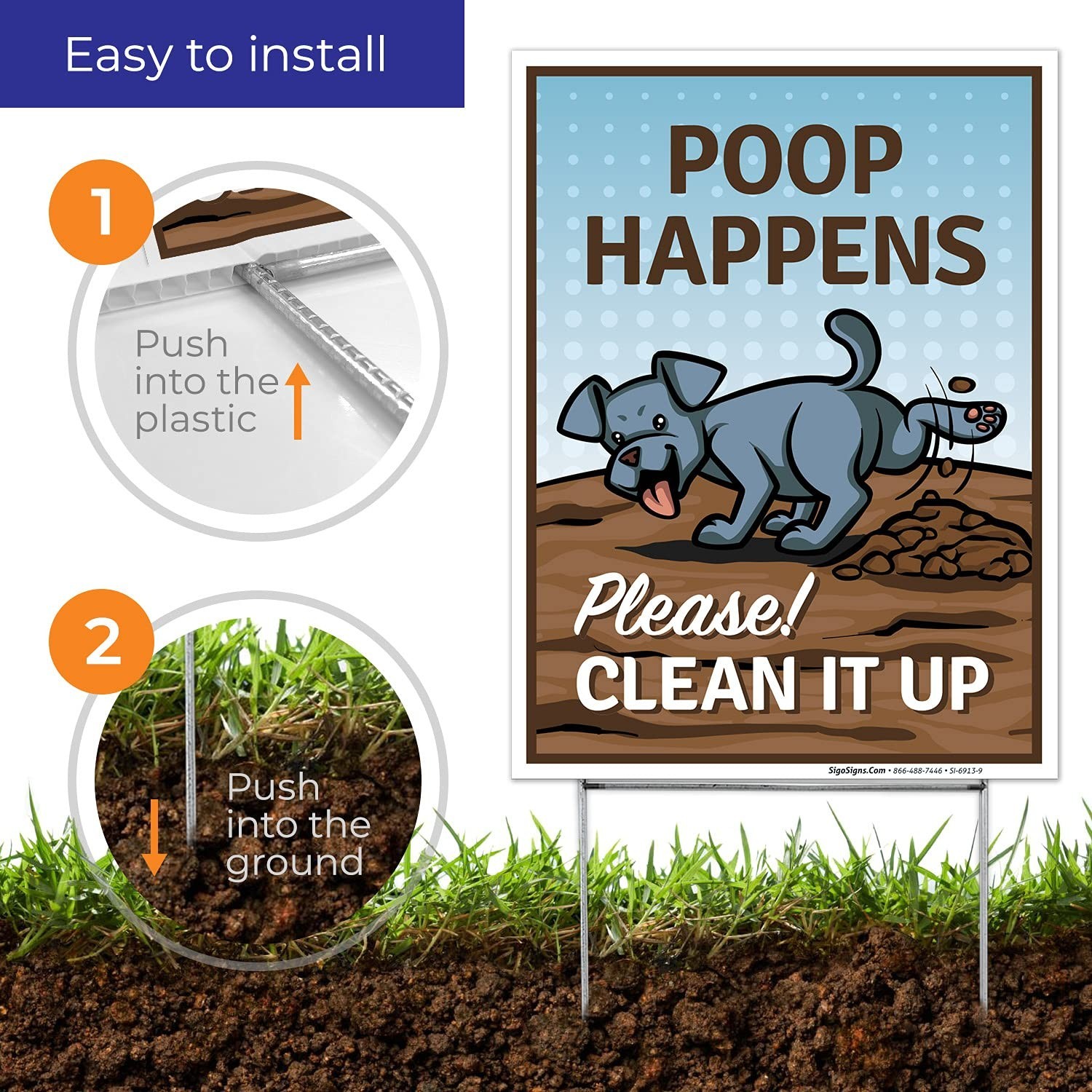 Corrugated Plastic Pet Reminder Sign, 2 Pack