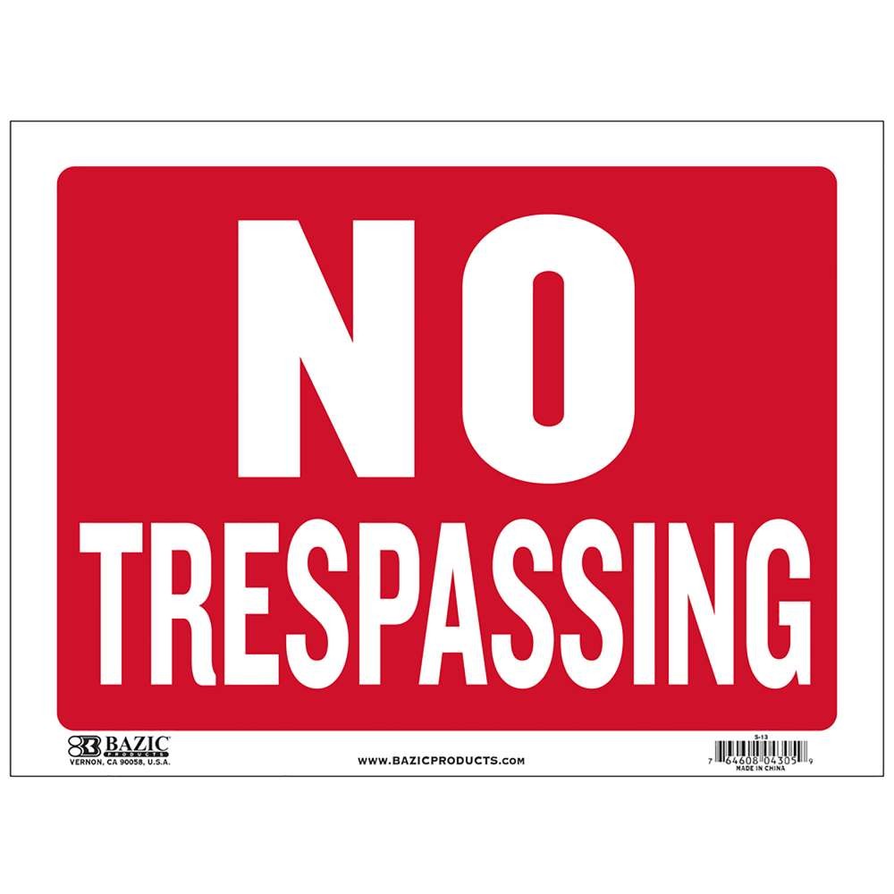 BAZIC 9″ X 12″ No Trespassing Sign, pack of 24