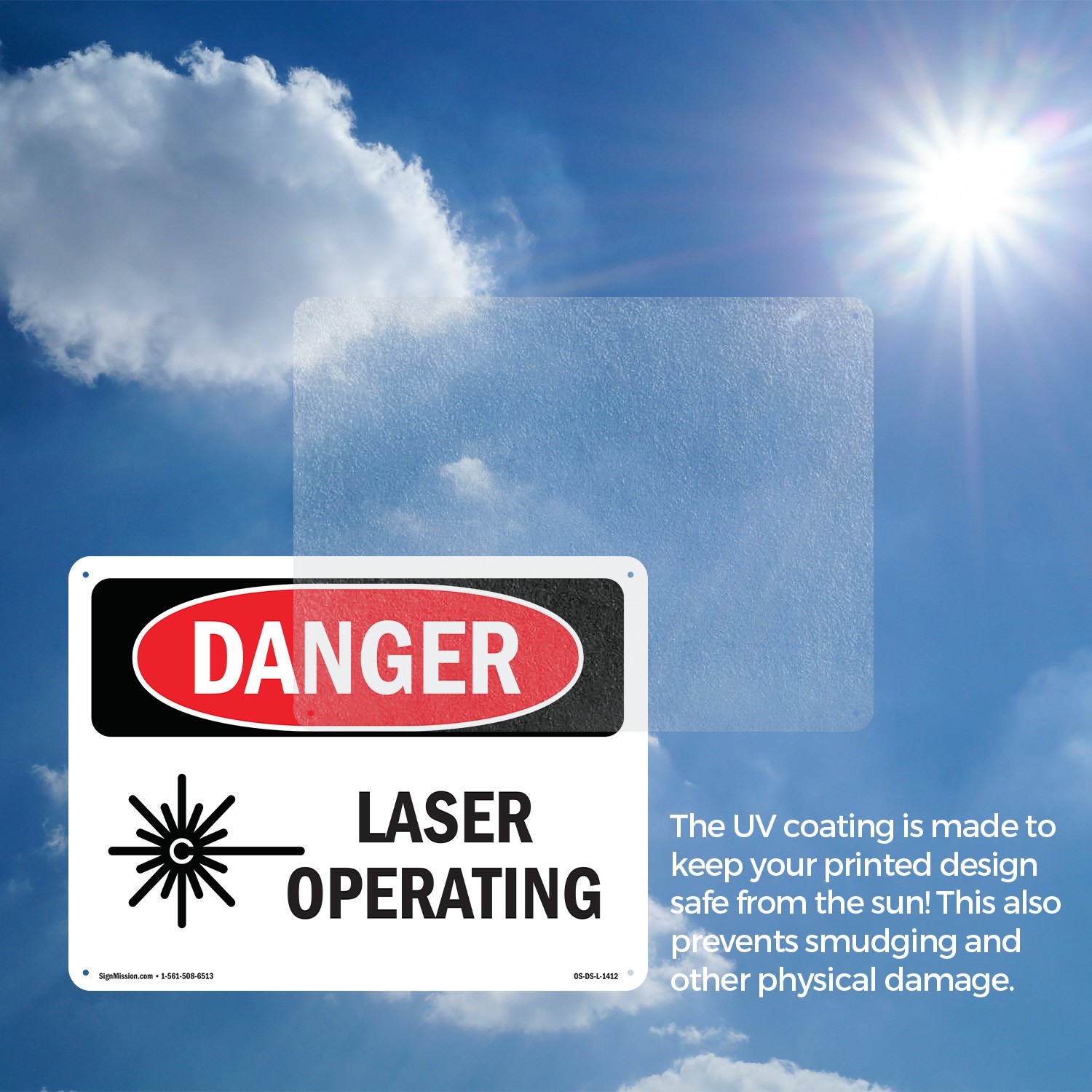 Laser Operating OSHA Danger Sign Metal, Plastic, Or Decal – 5 or 10 Pack